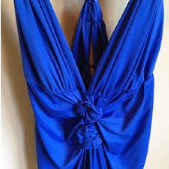 Black Halo Cobalt Blue Draped Halter Top Large NWT - Picture 3 of 9